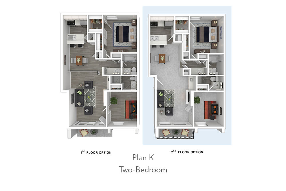 Two-Bedroom Floor Plan K at Mediterranean Village Costa Mesa in College Park 