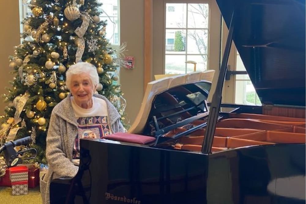 Very Talented Collette Playing the Bösendorfer Piano in the Grand Living Room at All Seasons West Bloomfield in West Bloomfield