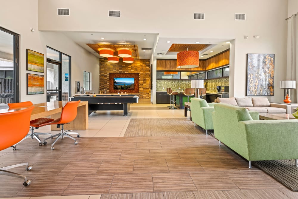 Colorful business and activity center at  Vive in Chandler, Arizona