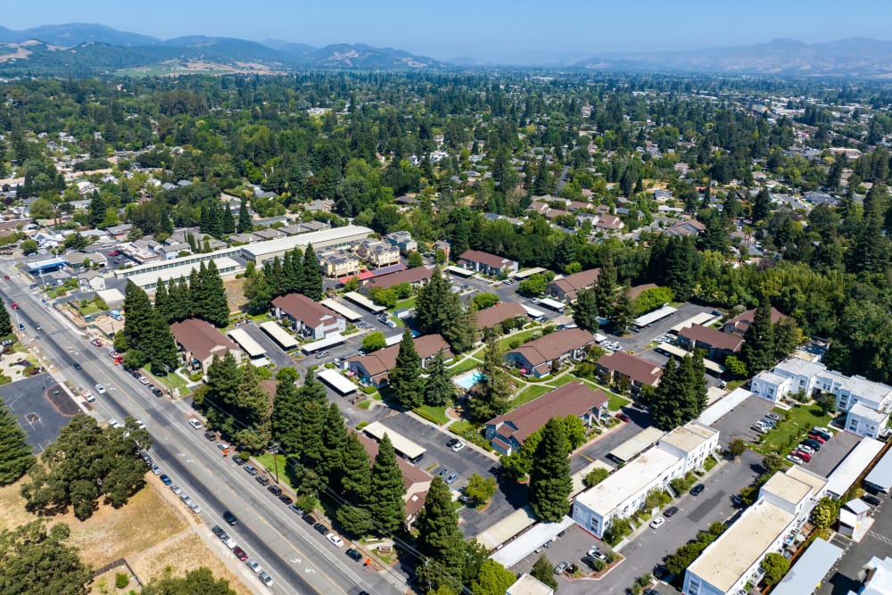 Neighborhood aerial at Creekside Park Apartments in Napa, California