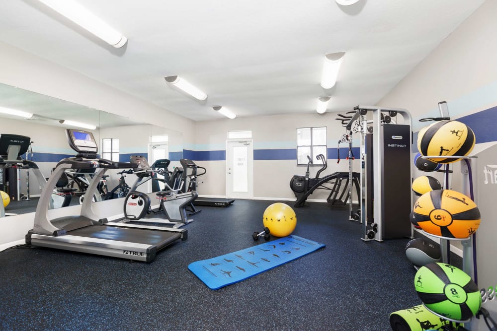 Fitness center at WestEnd Apartments in Tampa, Florida
