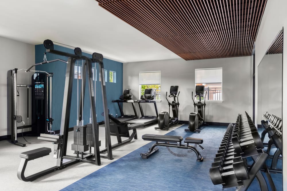 spacious fitness area at Woodland Apartments in Olympia, Washington