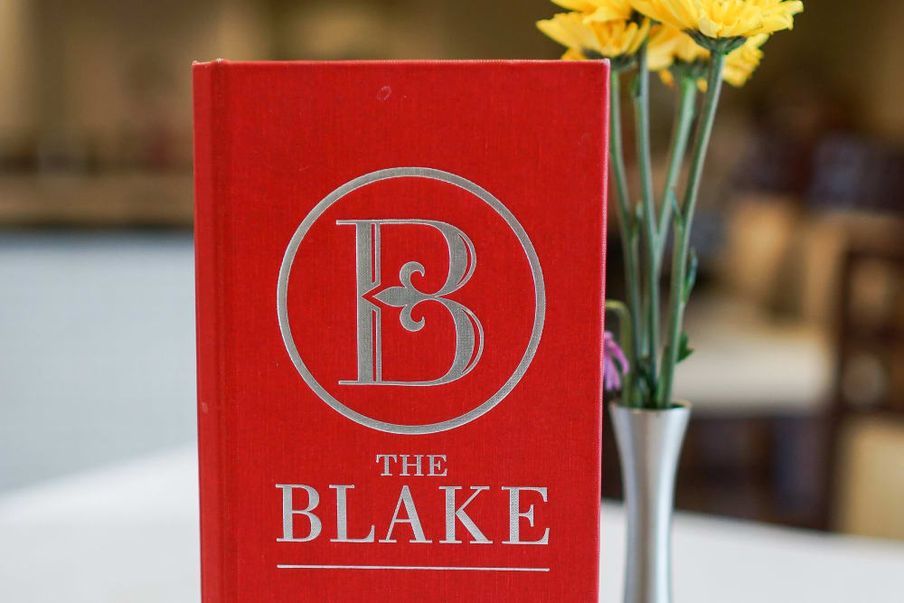 menu in the dining hall at The Blake at Township in Ridgeland, Mississippi