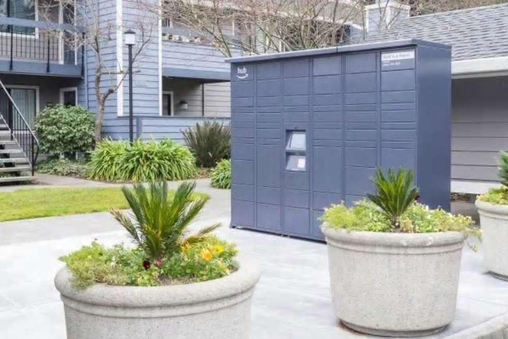 Amazon Hub package lockers at Park Vue in Santa Rosa, California