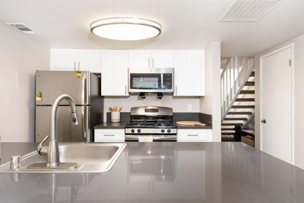 Stainless-steel appliances in a modern kitchen at The Marq in Santa Rosa, California