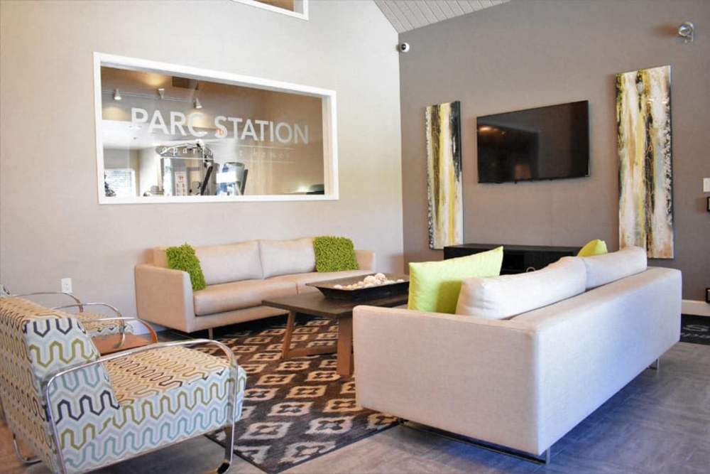 Clubhouse lounge area at Parc Station in Santa Rosa, California