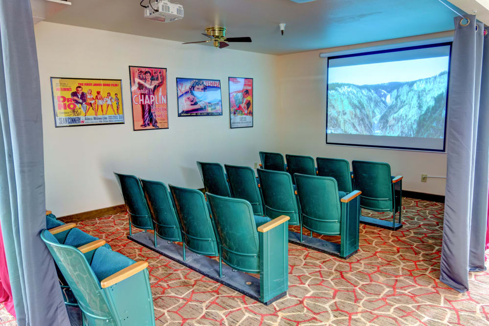 On-site movie theater at Junction City Retirement and Assisted Living in Junction City, Oregon