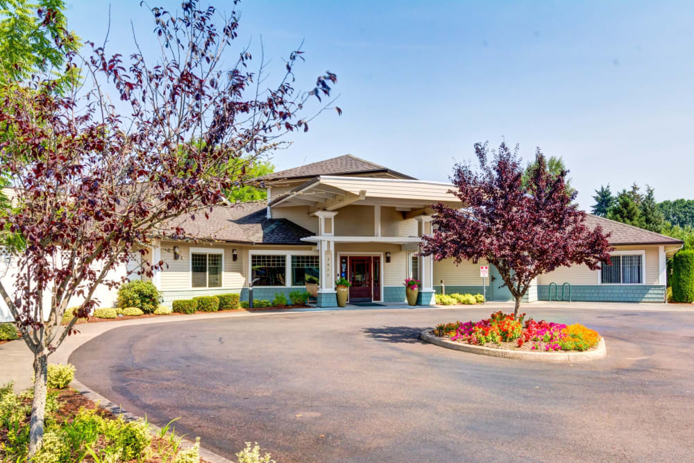 Street view of the main building at Timberwood Court Memory Care in Albany, Oregon