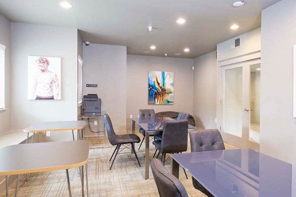 Business center and study lounge at Octave in Davis, California