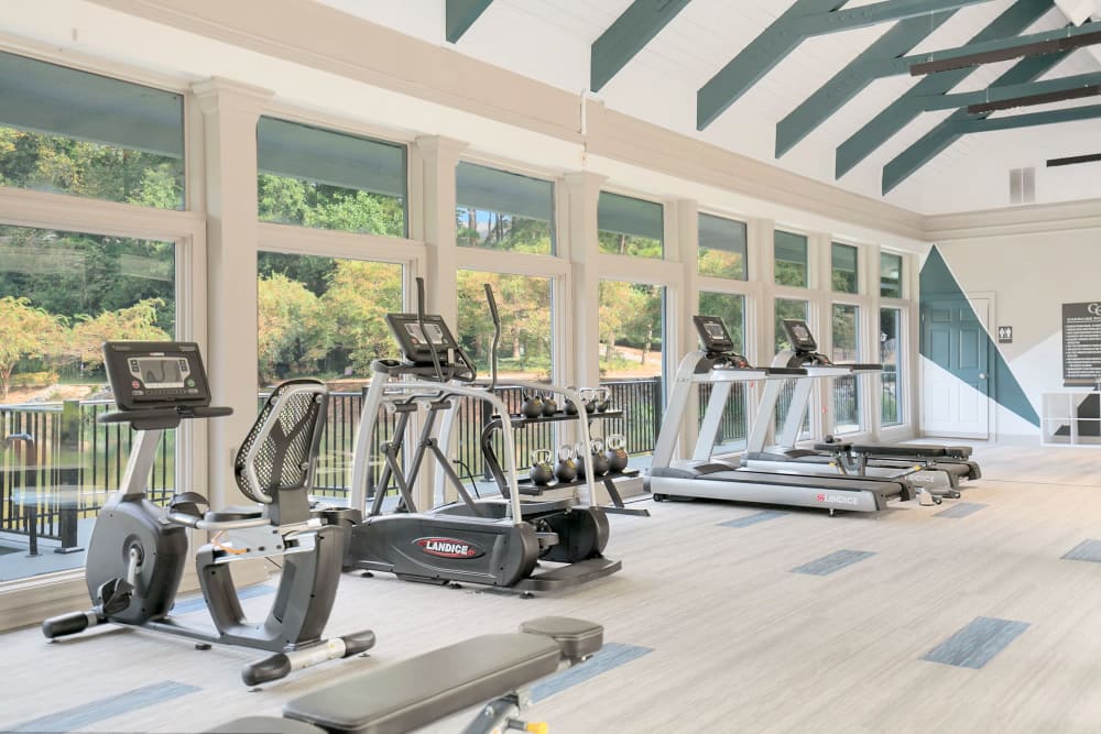 Fitness equipment with carpet at The Legacy at Druid Hills in Atlanta, Georgia
