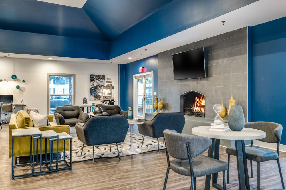 Clubhouse with modern details at Sutton Place in Southfield, Michigan