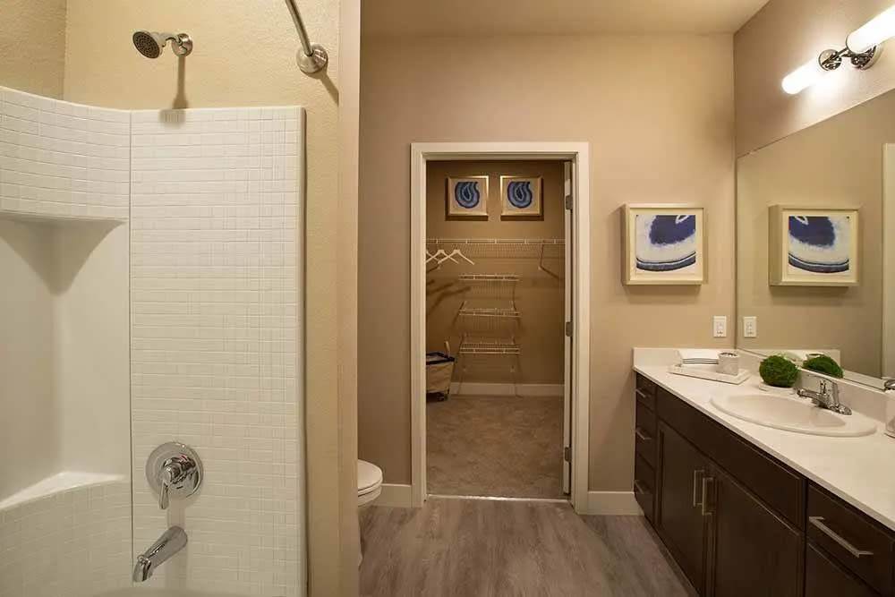 Shower at Allure Apartments in Modesto, California