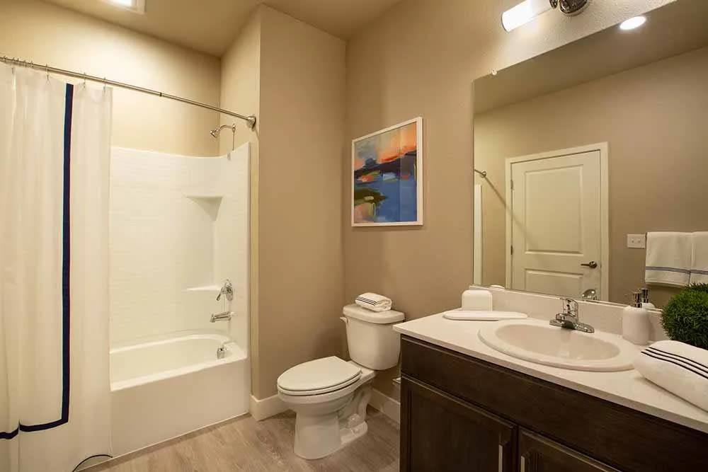 Modern bathroom at Allure Apartments in Modesto, California