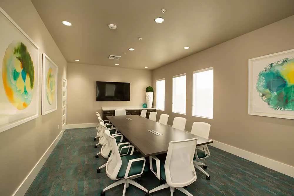 Private conference room at Allure Apartments in Modesto, California