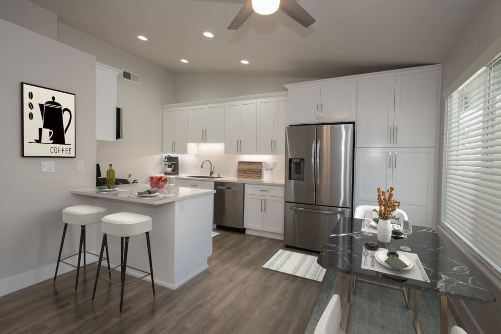 Kitchen and dining area at Meritage Apartments in Lodi, California
