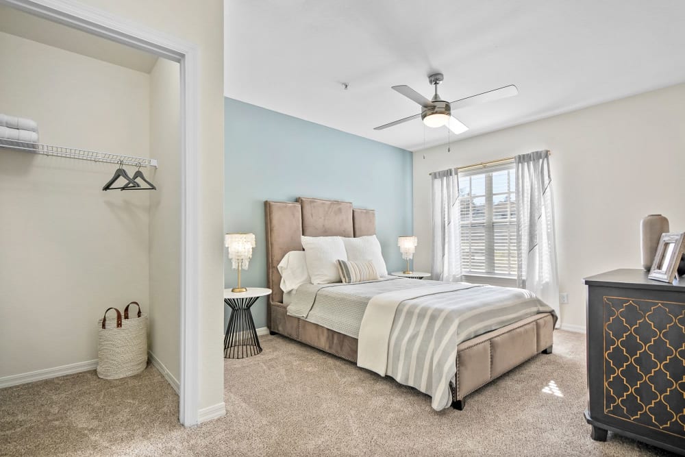 Bedroom with carpet at Country Club Lakes in Jacksonville, Florida