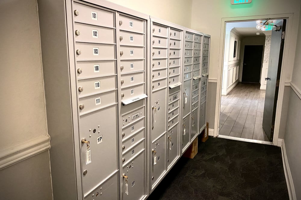 Indoor mailboxes at Bloom Beverly Hills in Los Angeles, California