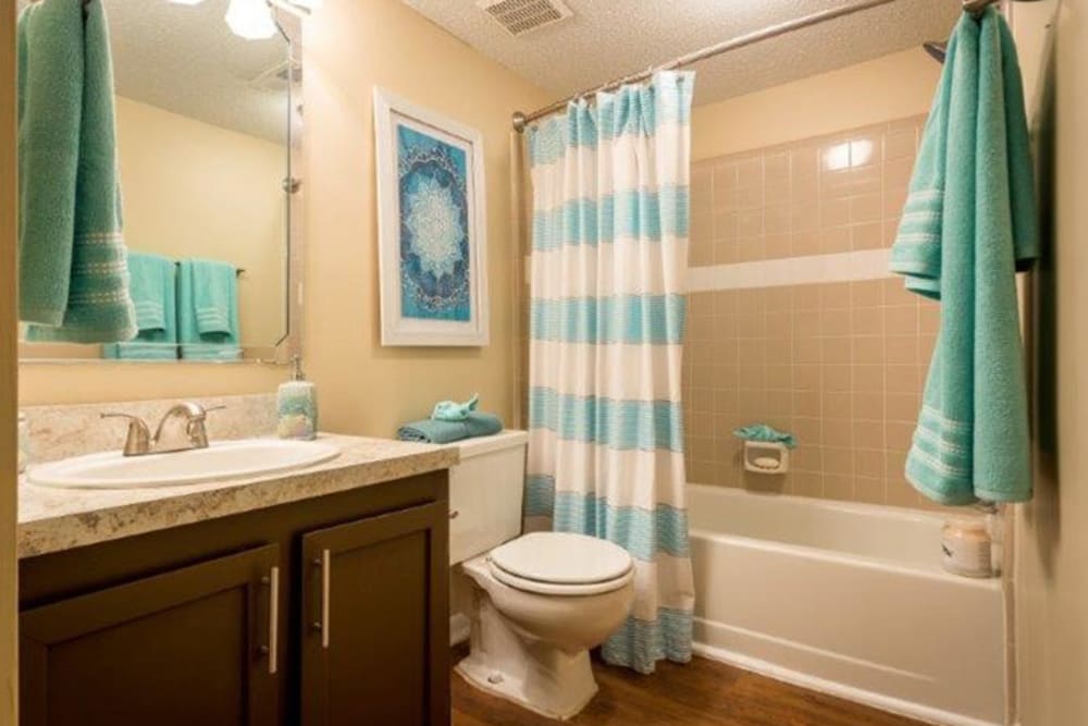 Apartment bathroom at Acasă Prosper Fairways in Columbia, South Carolina