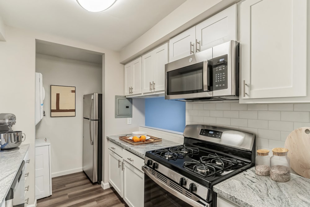 Modern Kitchen with modern appliances at  Eagle Rock Apartments & Townhomes at Brighton in Brighton, Massachusetts