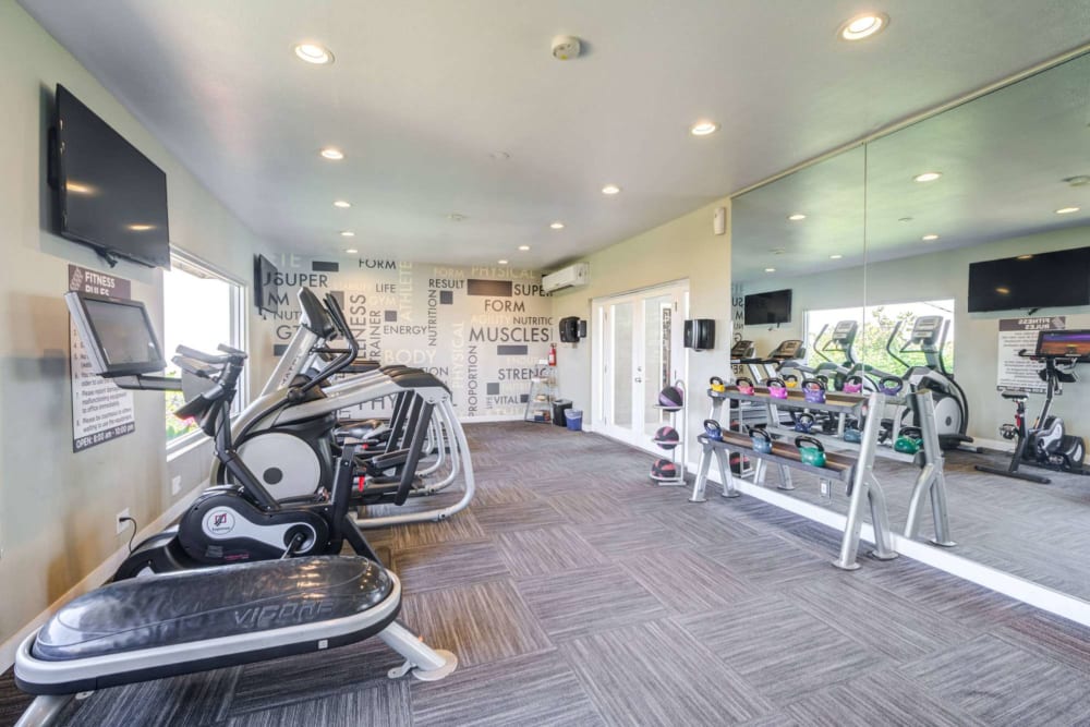 Fitness center at Emerald Hills in Monterey Park, California