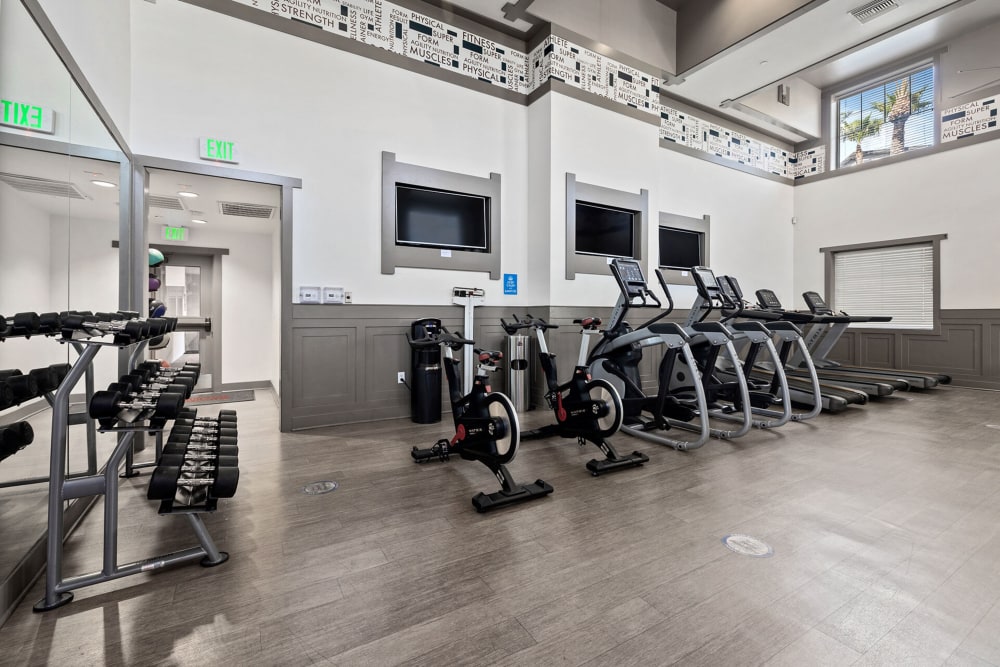Cardio equipment at Rockwood at the Cascades in Sylmar, California