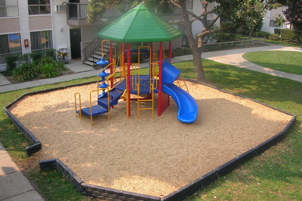 Arial view of play area at Orchard Glen Apartments in San Jose, California
