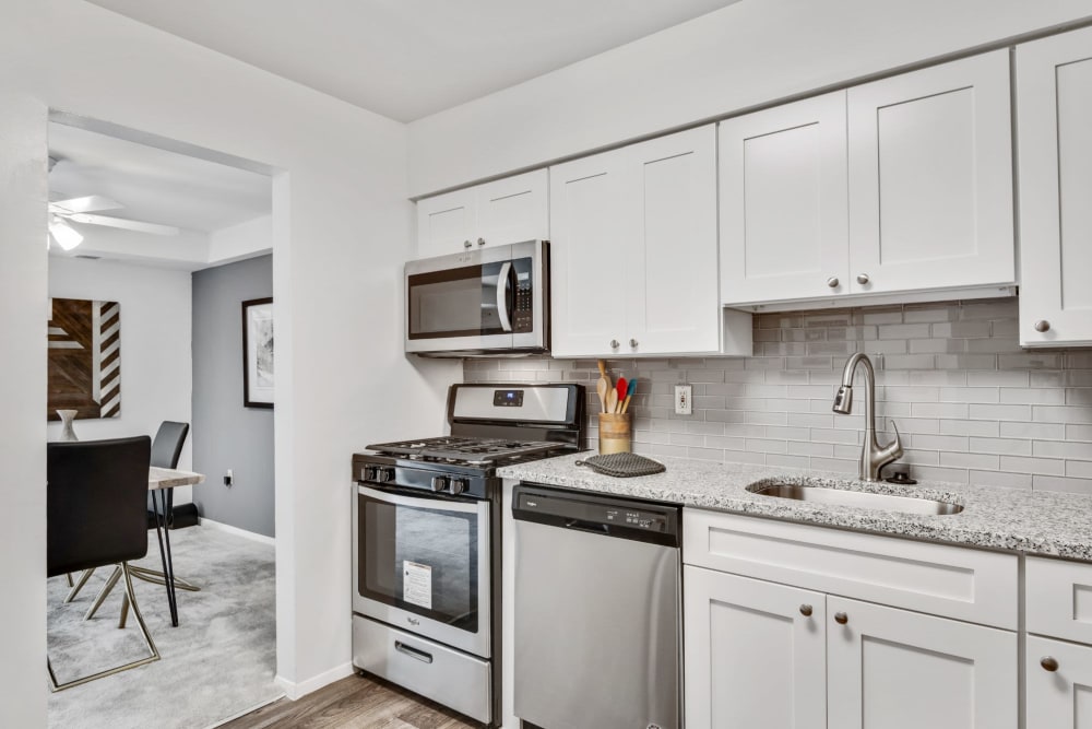 Kitchen with modern appliances at Columbia Pointe in Columbia, Maryland