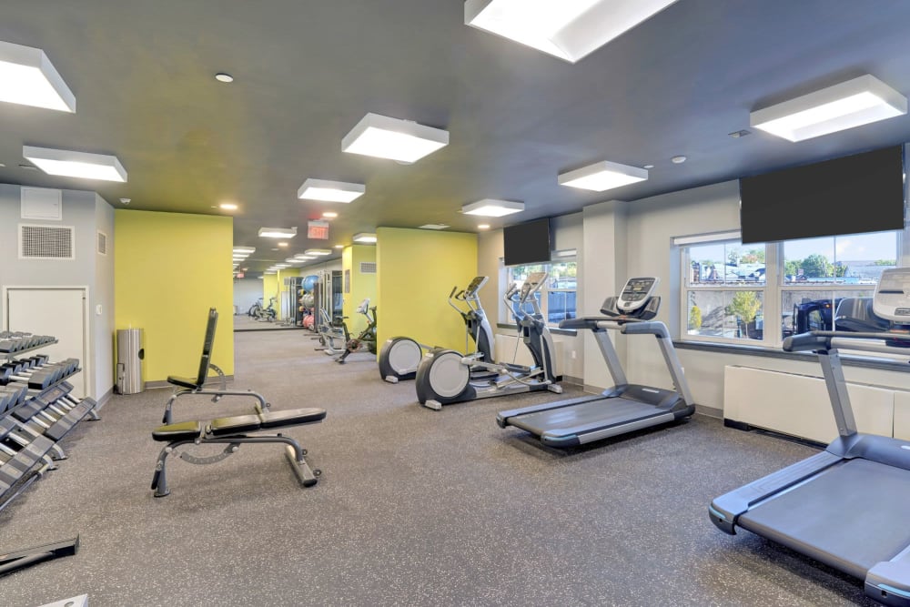 Fitness center at The Sheldon at Suffern Station in Suffern, New York