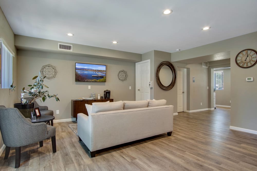 Living space with TV at Marina's Edge Apartment Homes in Sparks, Nevada