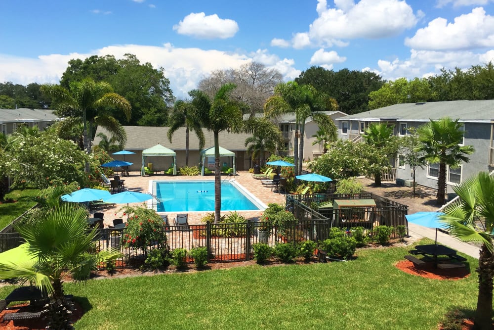 Aerial view of the pool at The Preserve at Spring Lake in Altamonte Springs, Florida