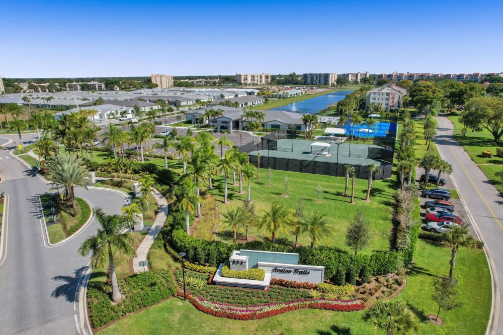 Aerial view of Solera at Avalon Trails and surrounding city in Delray Beach, Florida