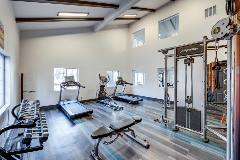 Wider view of the workout equipment in the fitness center at Sedona Ridge in Las Vegas, Nevada