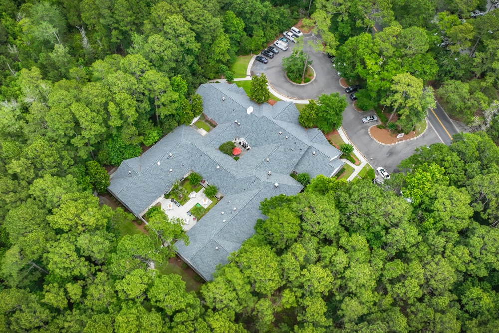 An aerial view of Harbor Cove Memory Care in Hilton Head Island, South Carolina