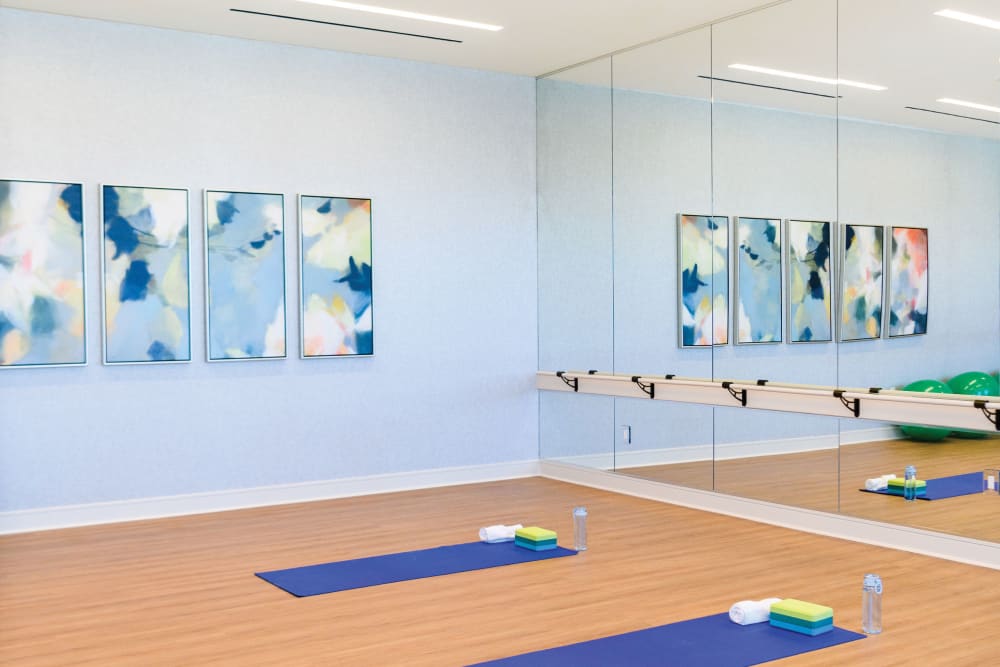 Yoga studio at Clearwater at The Heights in Houston, Texas