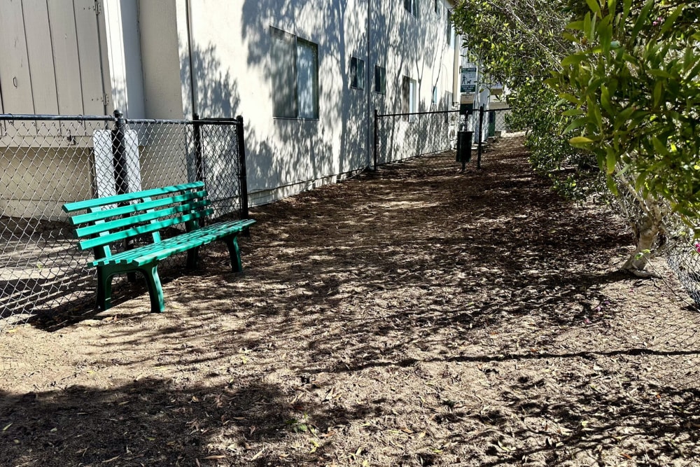 Dog park with a park bench at Marina Crescent in Marina, California