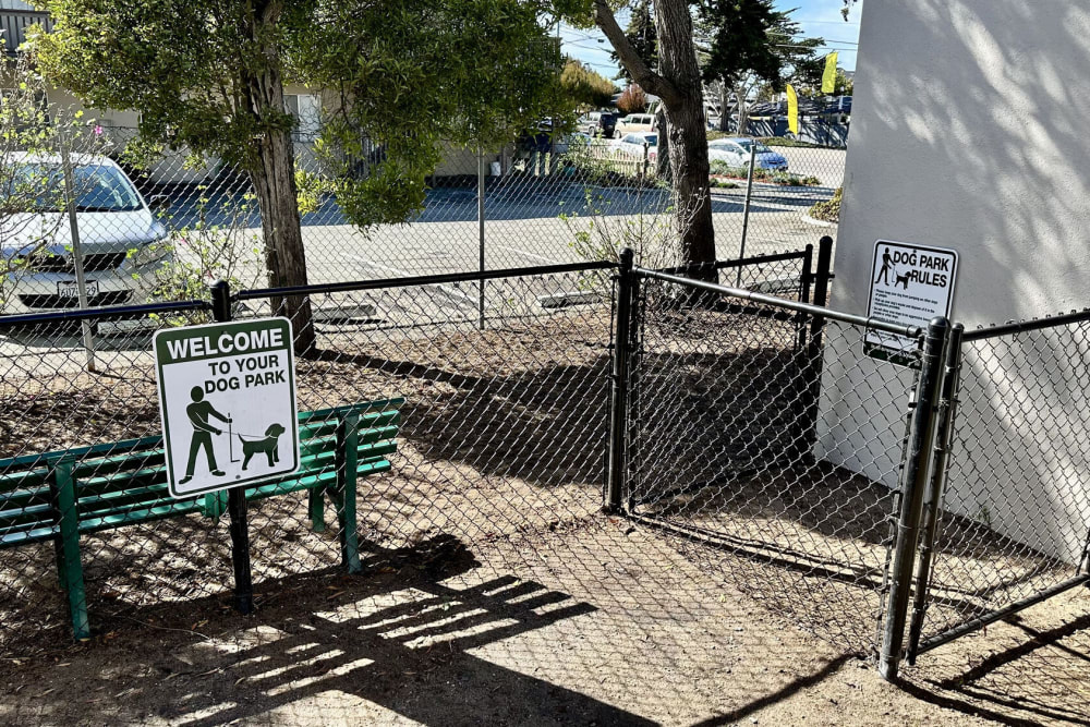 Dog park marked by signage at Marina Crescent in Marina, California
