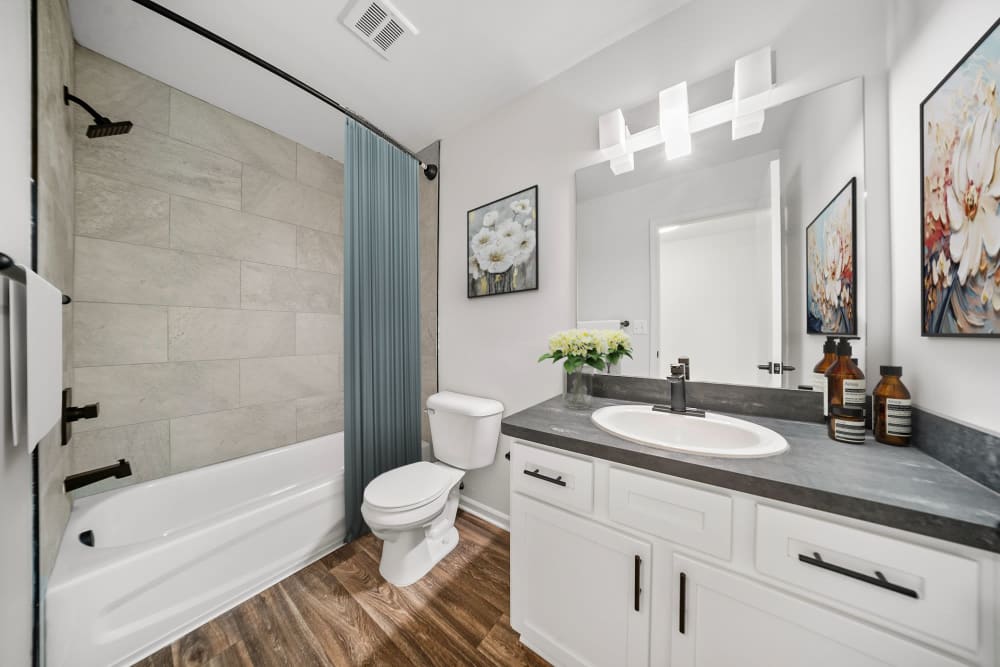 Modern bathroom at Sutton Place in Southfield, Michigan