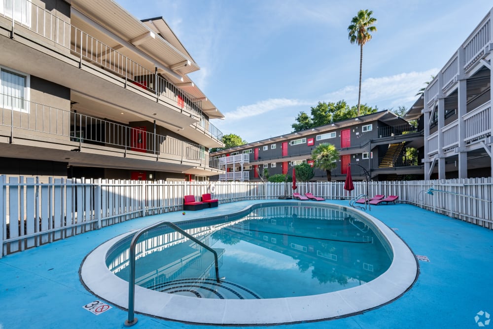 Community pool at Lotus Apartments in Martinez, California