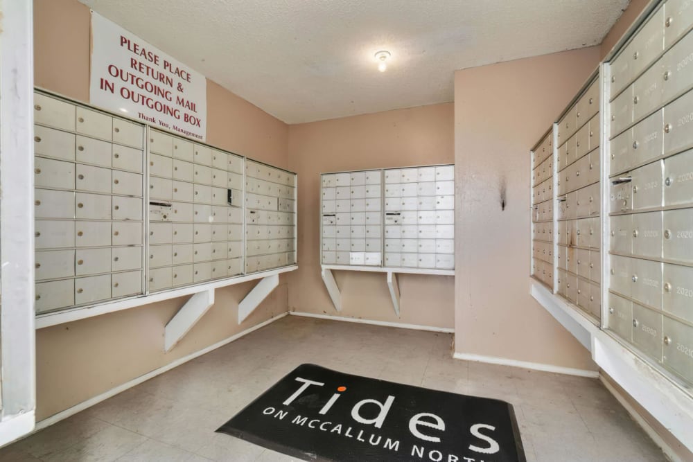 Mail room at Tides on McCallum North in Dallas, Texas