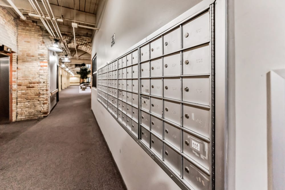 Mail room at The Globe in Grand Rapids, Michigan