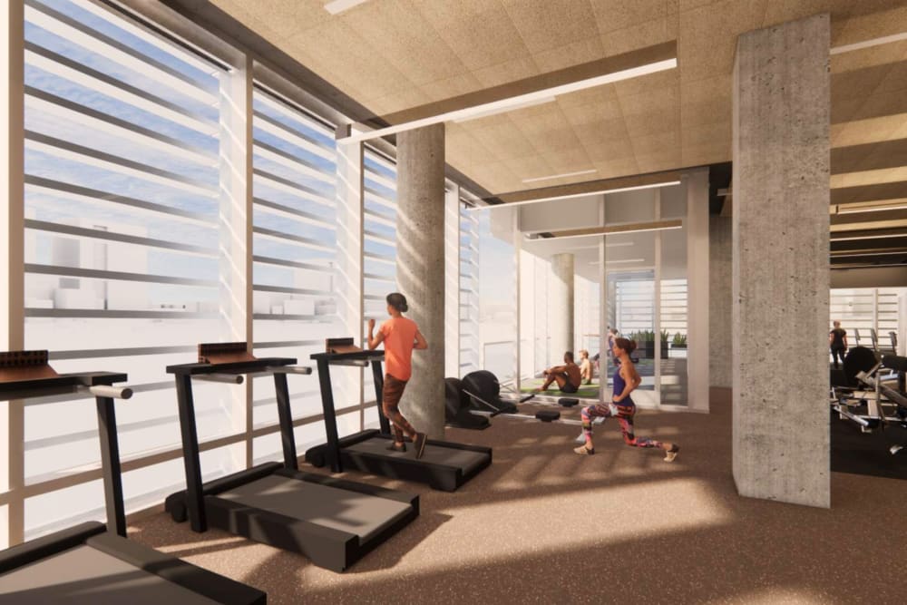 Render of our fitness center at PALMtower in Phoenix, Arizona