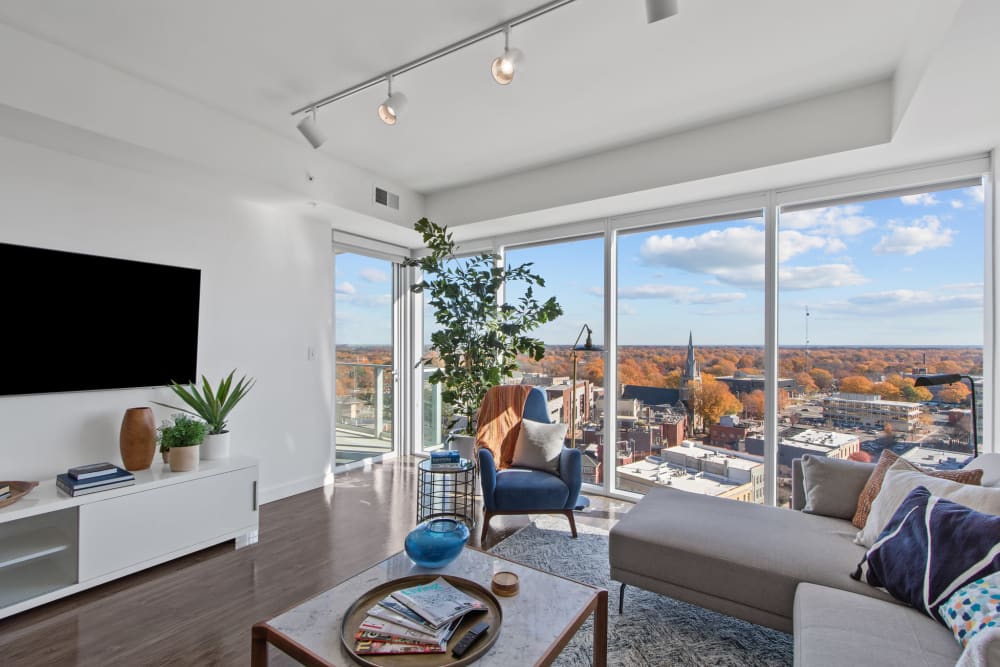 Enjoy luxury apartments with city views at One City Center in Durham, North Carolina