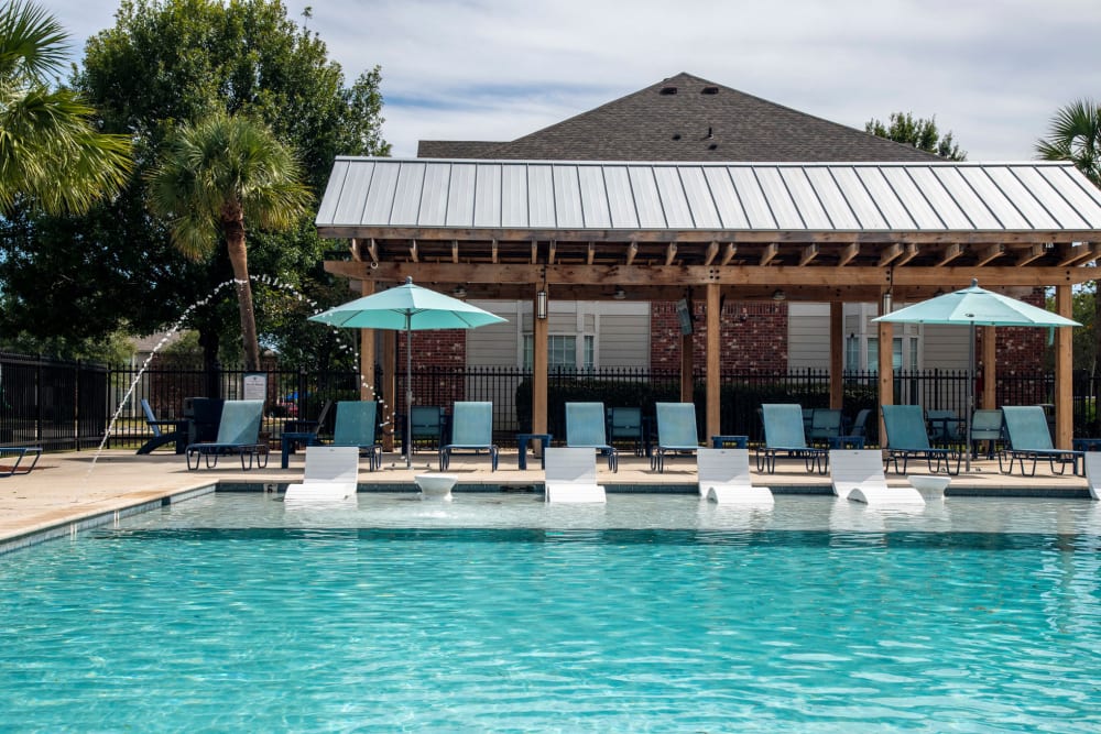 The sparkling community swimming pool at The Highland Club in Baton Rouge, Louisiana