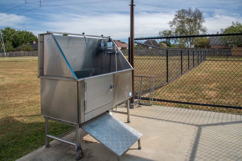 A dog washing station beside the dog park at The Highland Club in Baton Rouge, Louisiana