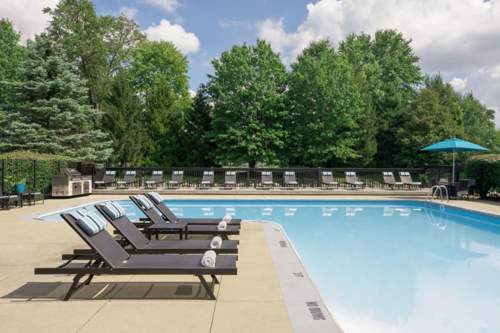 Swimming pool and lounge chairs at The Gardens in Columbus, Ohio