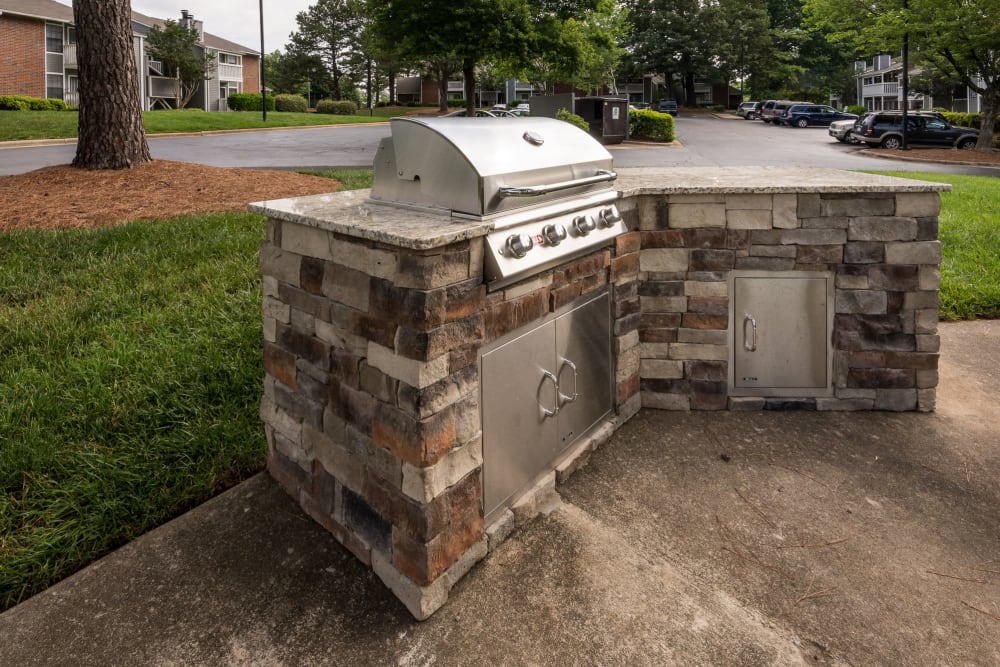 Barbequing stations at Duraleigh Woods in Raleigh, North Carolina