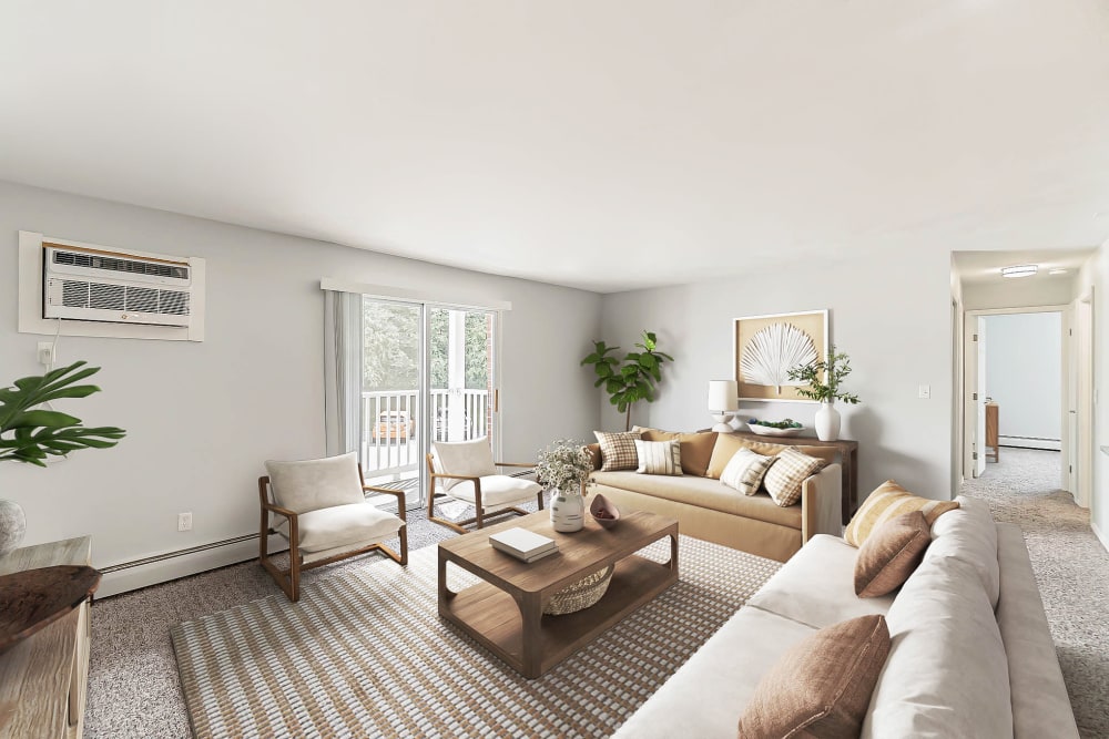 Naturally well-lit Living Room in Park Village West in Westborough, Massachusetts