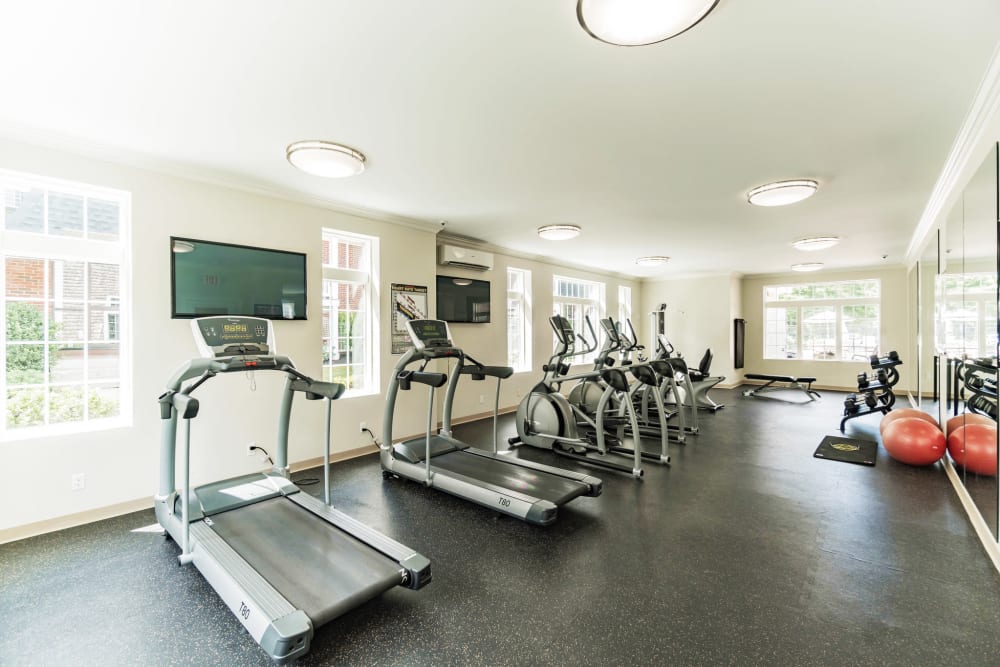 Naturally well-lit Fitness Center at Apartments at Westborough, Massachusetts
