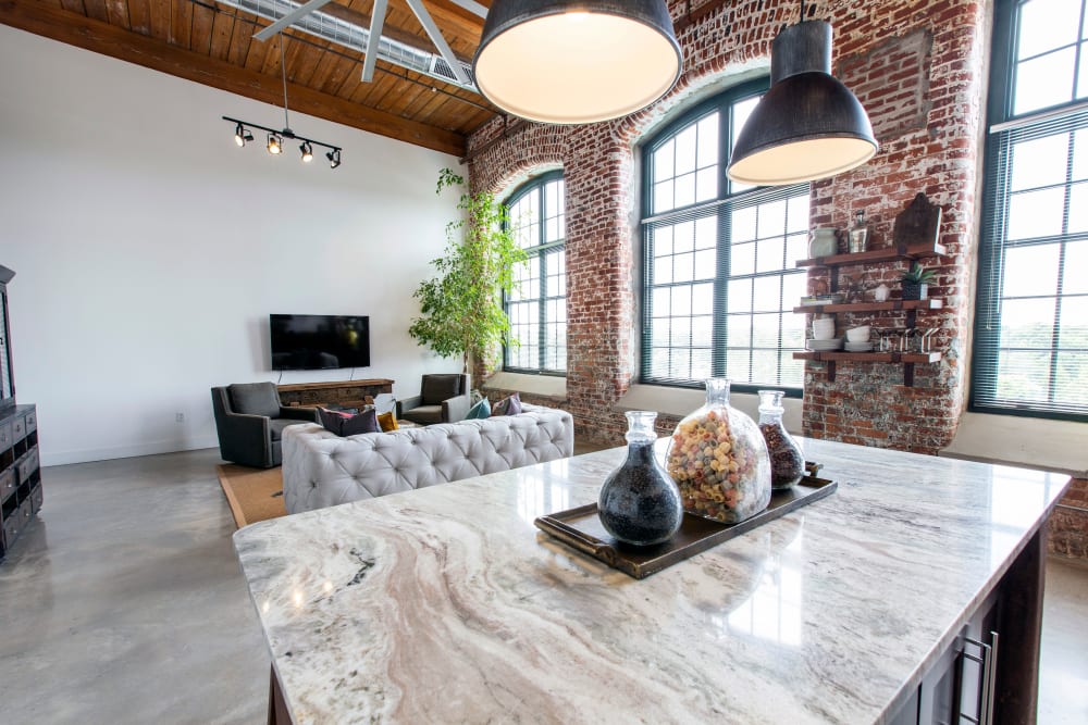 Spacious living areas abound at West Village Lofts at Brandon Mill in Greenville, South Carolina