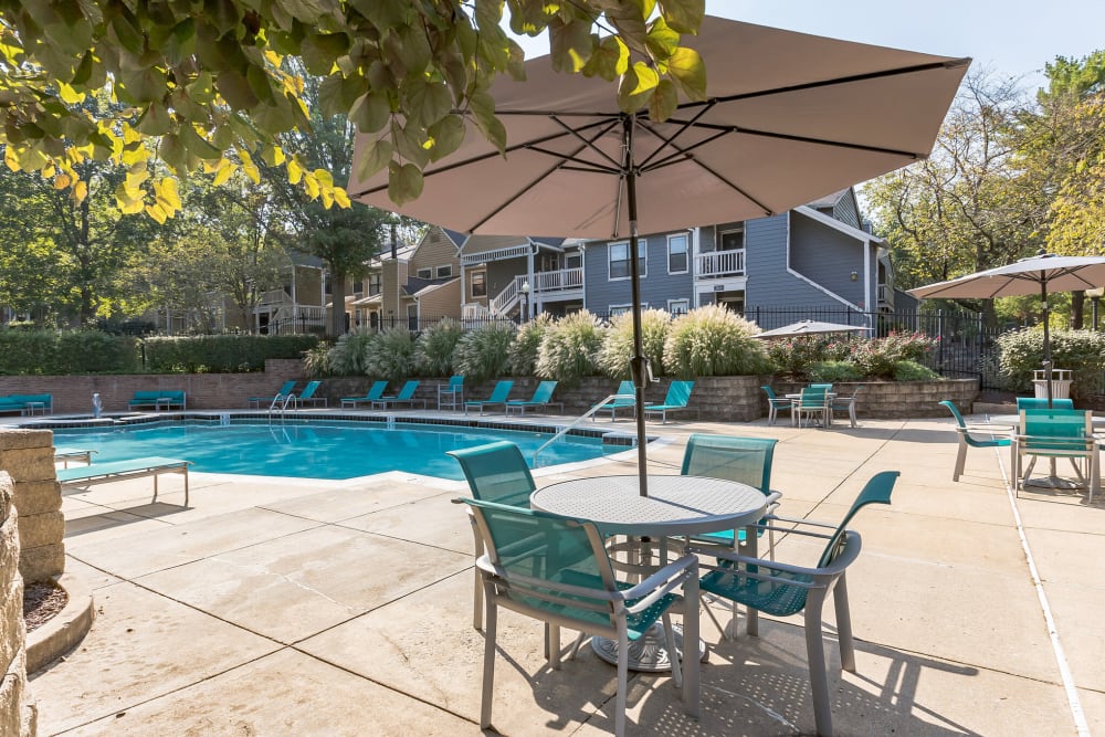 Pool side view at Eagle Rock Apartments at Columbia in Columbia, Maryland